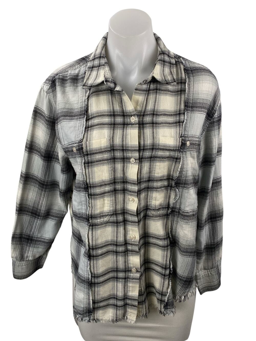 Rails Ronin Mixed Plaid Flannel Collared Long Sleeve Button Down Shirt Top Sz M